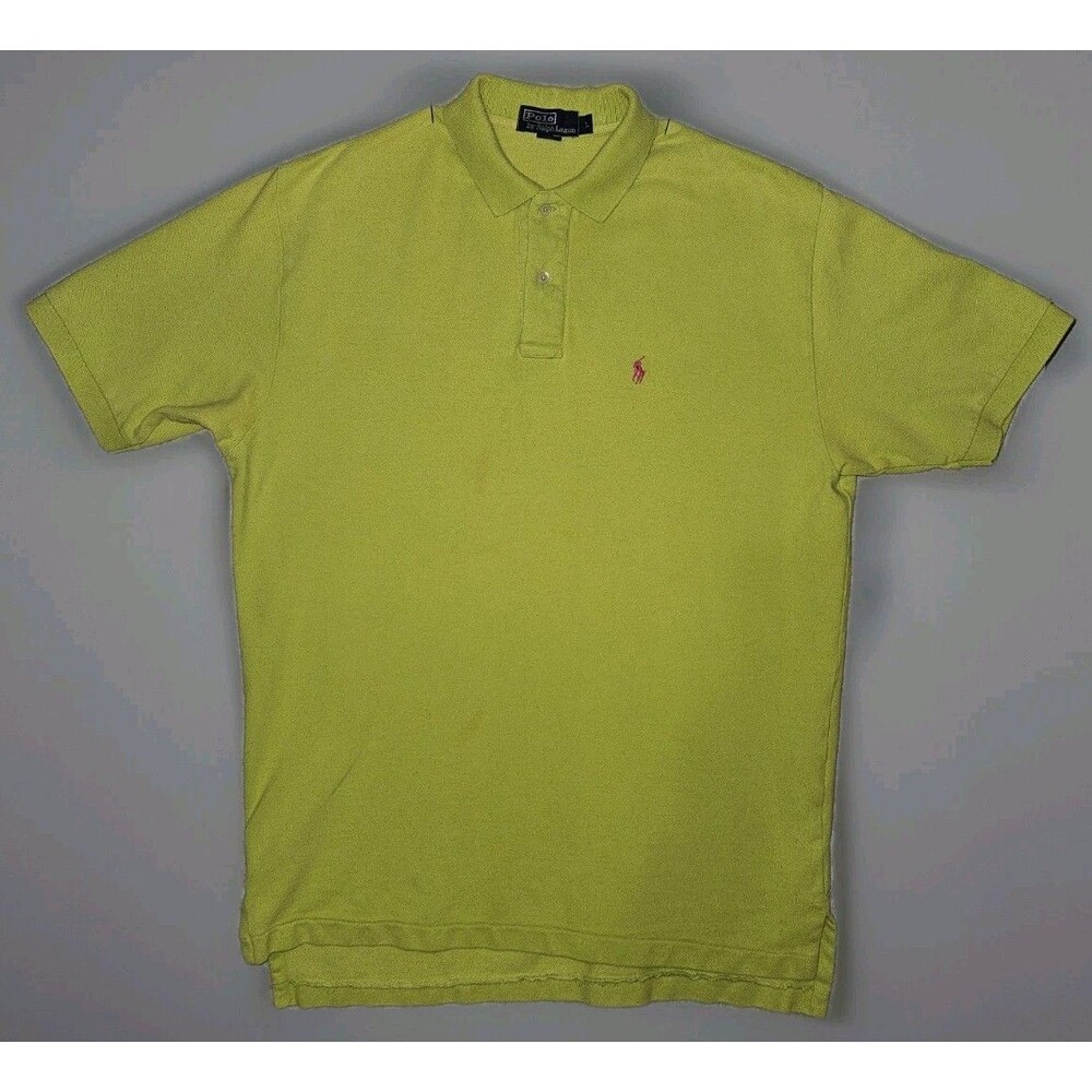 Polo Ralph Lauren Vtg Lime Green Preppy Golf Tennis Lg Vhtf